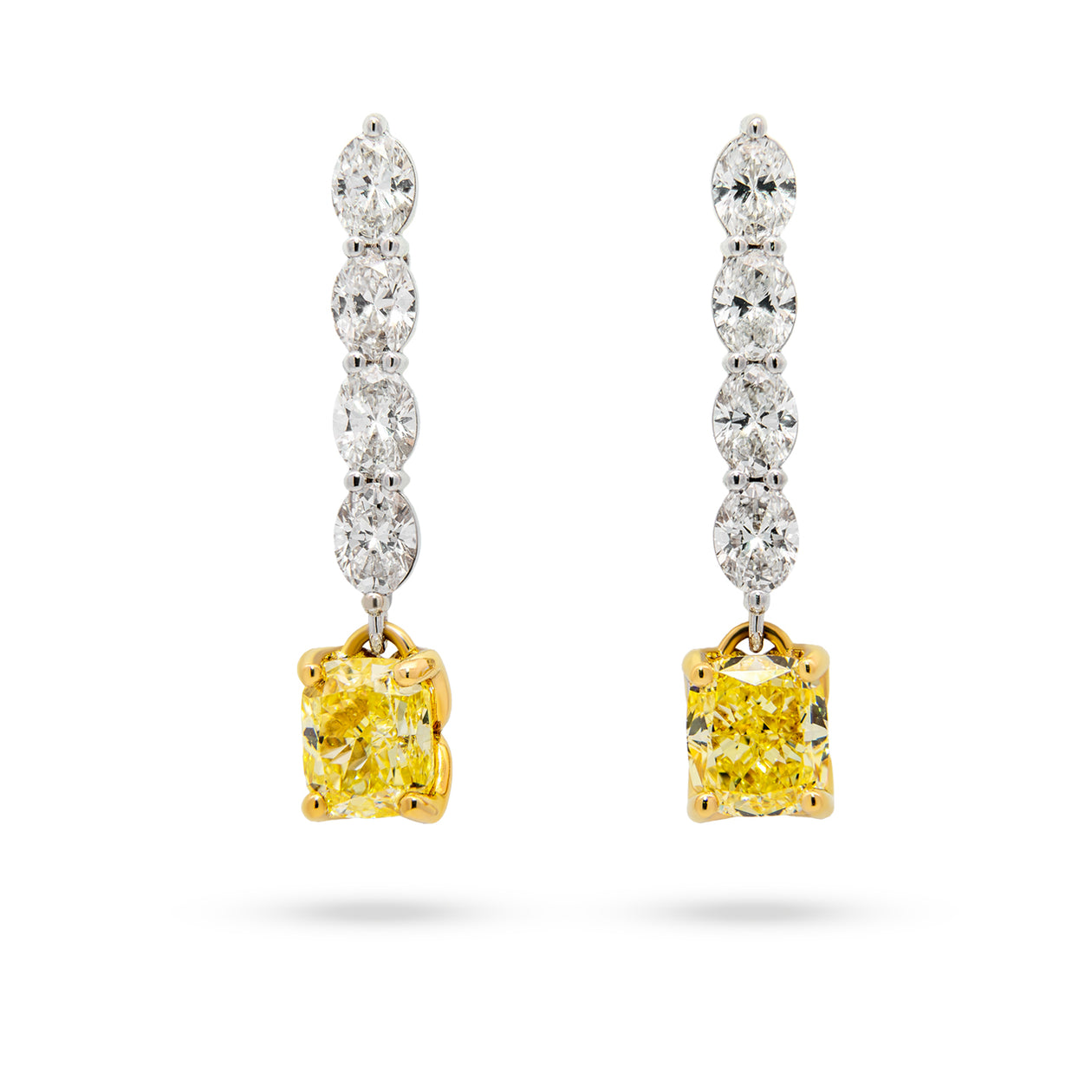 18K Two Tone Fancy Intense Yellow and White Diamond Dangle